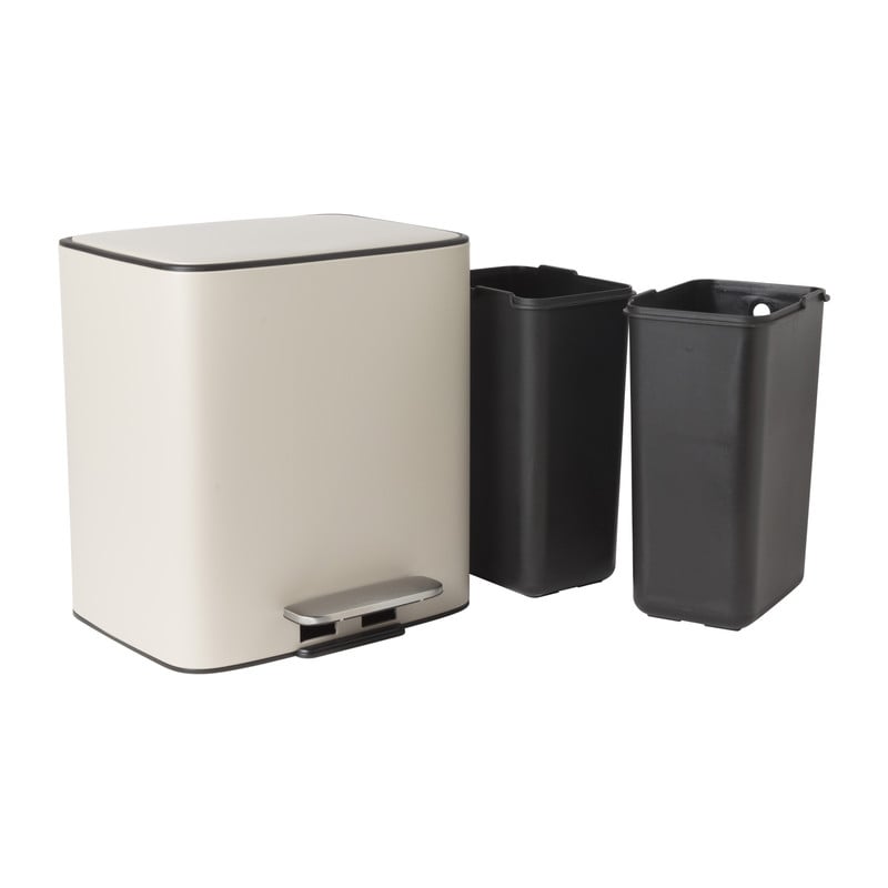 Pedaalemmer 2 vakken - beige - 2x 11.5 liter