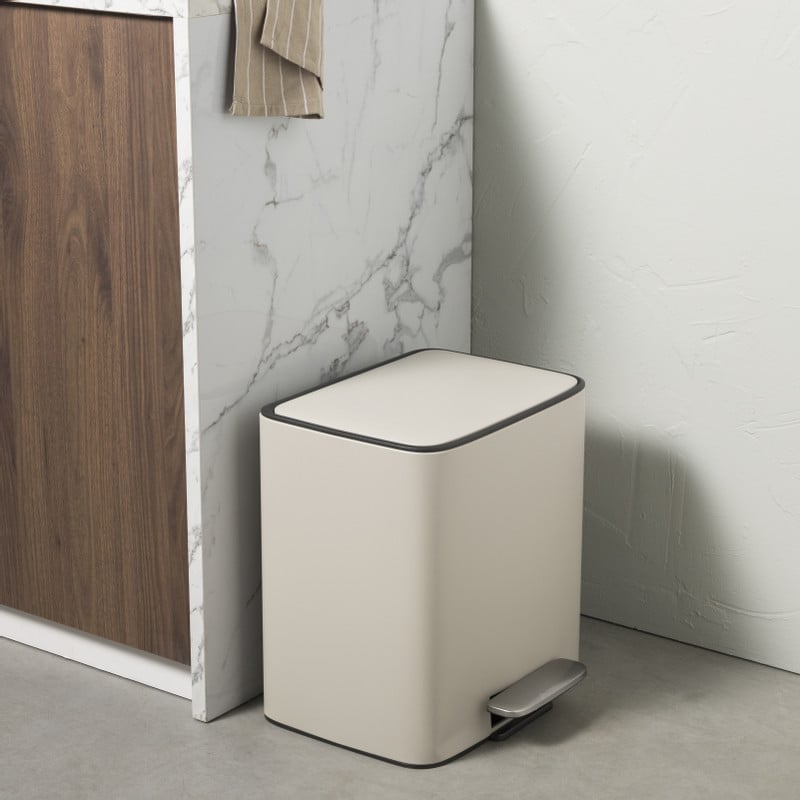 Pedaalemmer 2 vakken - beige - 2x 11.5 liter