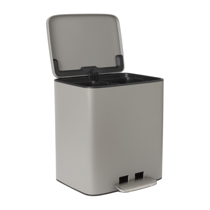 Pedaalemmer 2 vakken - grijs - 2x 11.5 liter