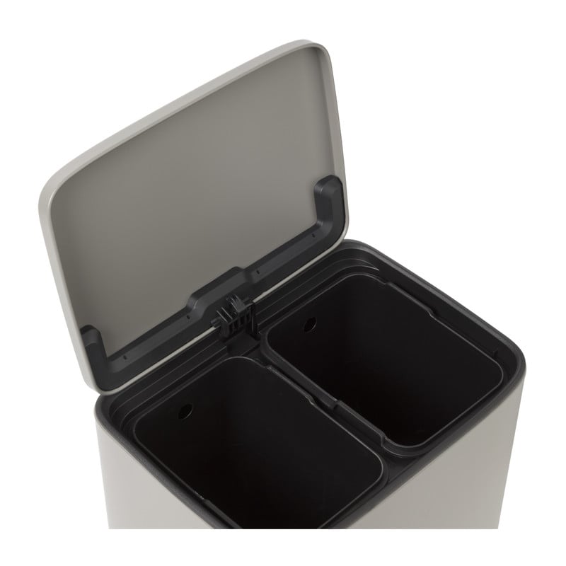 Pedaalemmer 2 vakken - grijs - 2x 11.5 liter