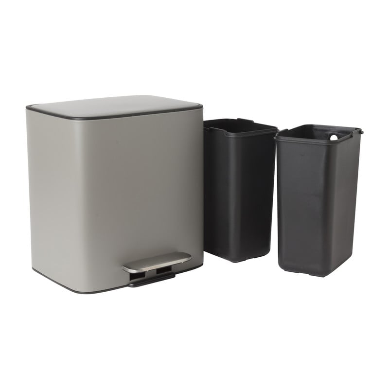 Pedaalemmer 2 vakken - grijs - 2x 11.5 liter