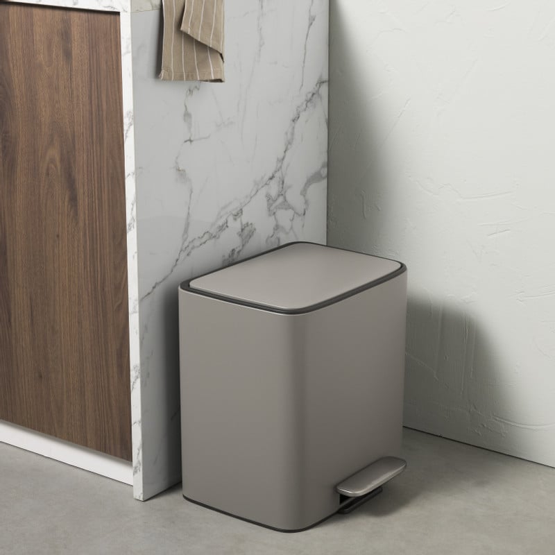 Pedaalemmer 2 vakken - grijs - 2x 11.5 liter