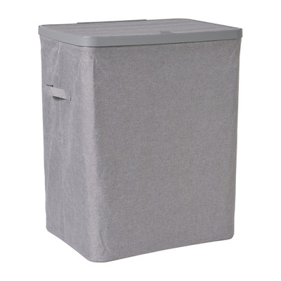 Wasmand linnen look met 2 vakken - grijs - 2x50 liter