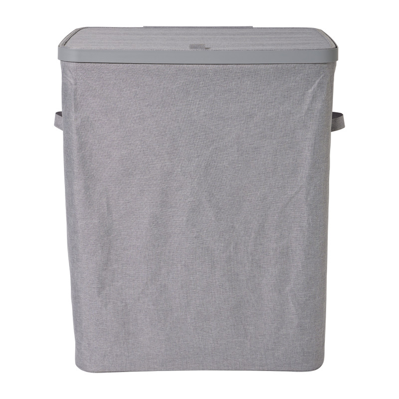 Wasmand linnen look met 2 vakken - grijs - 2x50 liter 