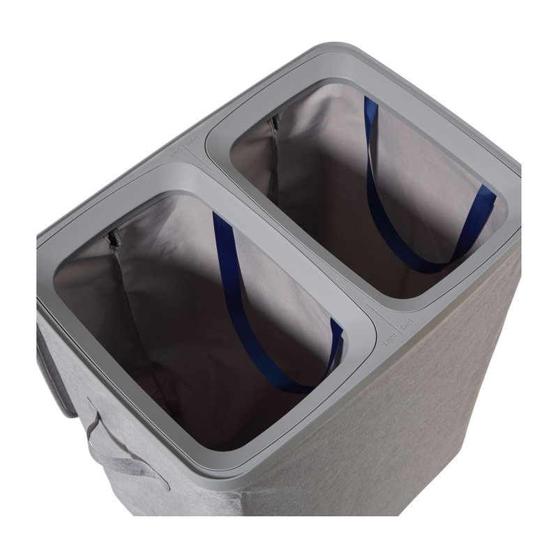 Wasmand linnen look met 2 vakken - grijs - 2x50 liter 