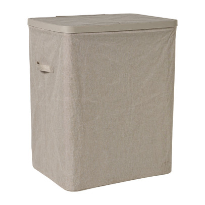 Wasmand linnen look met 2 vakken - beige - 2x50 liter