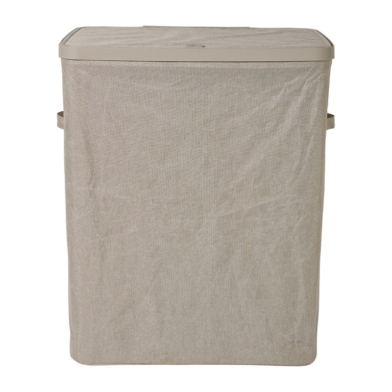 Wasmand linnen look met 2 vakken - beige - 2x50 liter 