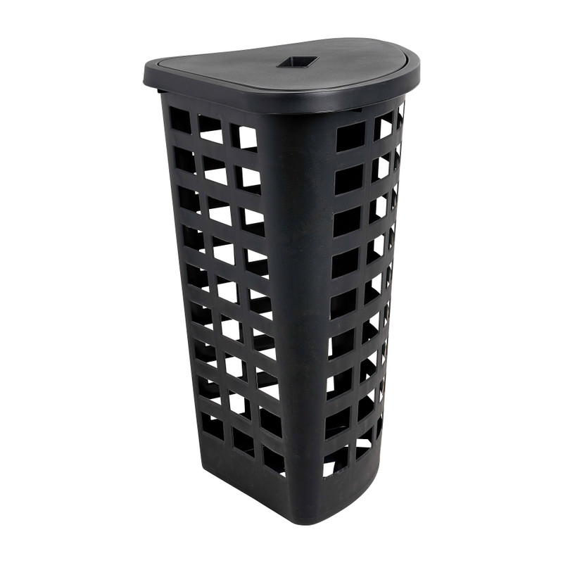 Wasmand hoek - zwart - 54 liter 