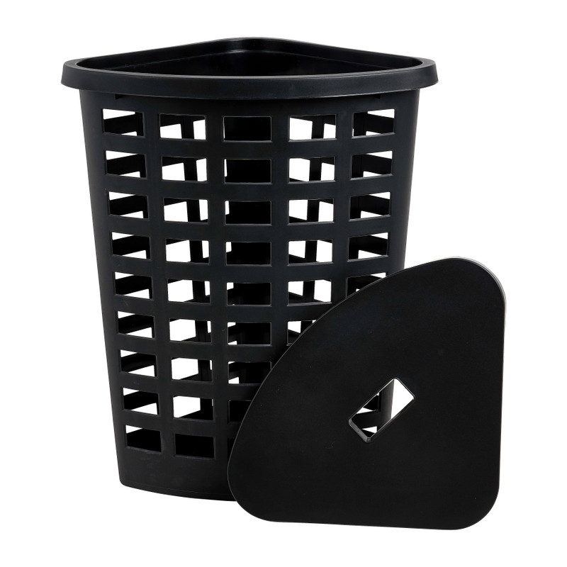 Wasmand hoek - zwart - 54 liter 