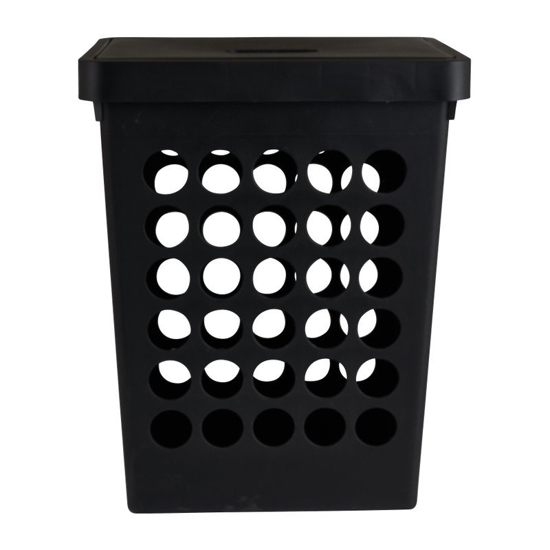 Wasmand vierkant - zwart - 33 liter 