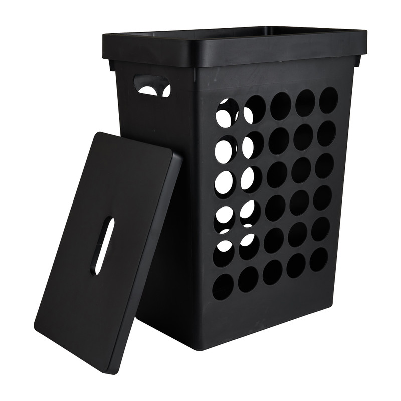 Wasmand vierkant - zwart - 33 liter 