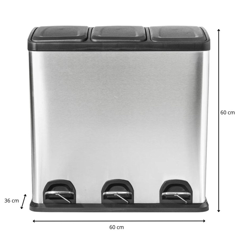 Pedaalemmer 3 vakken - 3x20 liter 