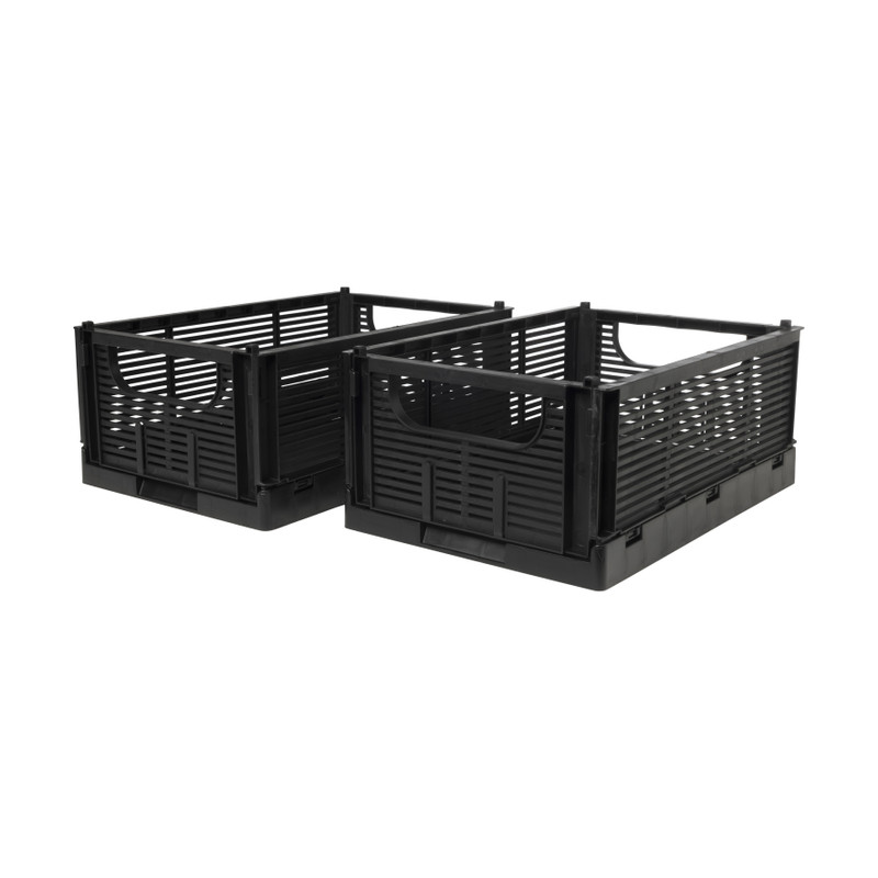 Vouwkrat zwart - set van 2 - 10x25x16.5 cm
