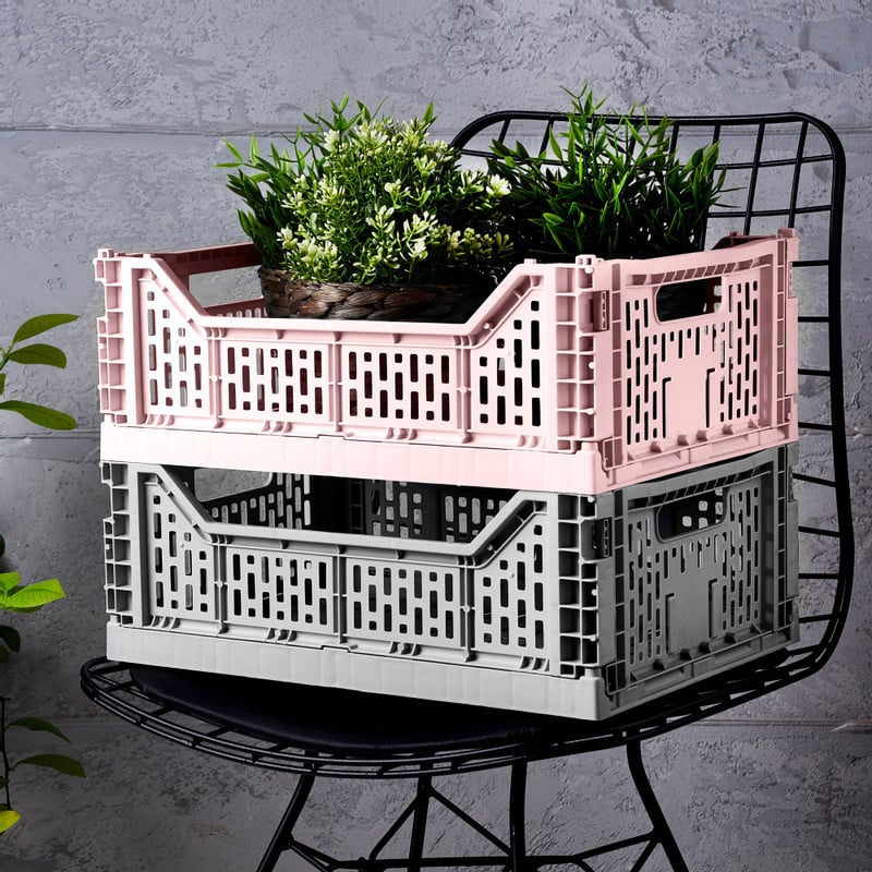 Vouwkrat middel - roze - 10x27x17 cm