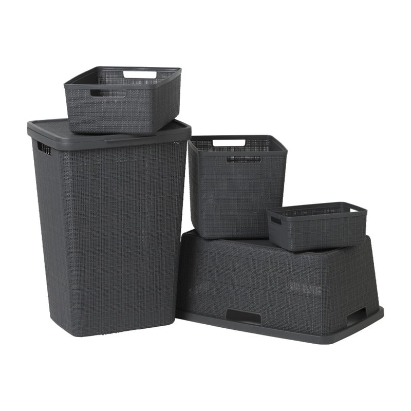 Curver jute opbergmand cube - 17 liter - grijs