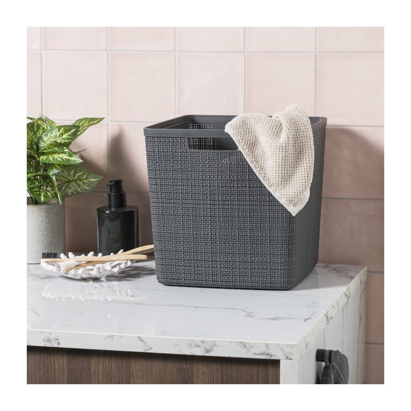 Curver jute opbergmand cube - 17 liter - grijs