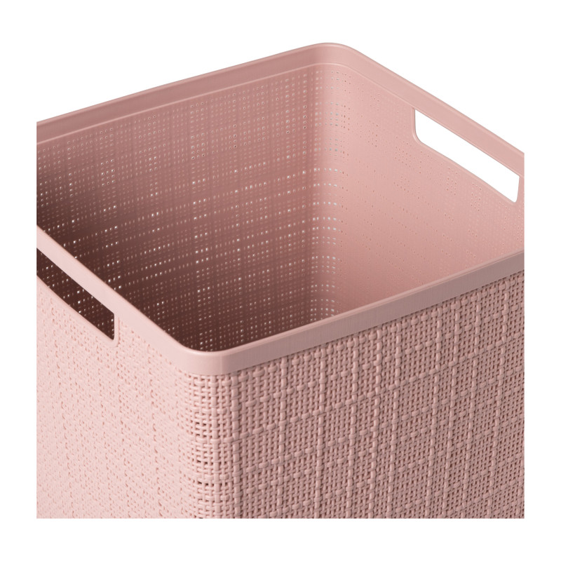 Curver jute opbergmand cube - 17 liter - roze