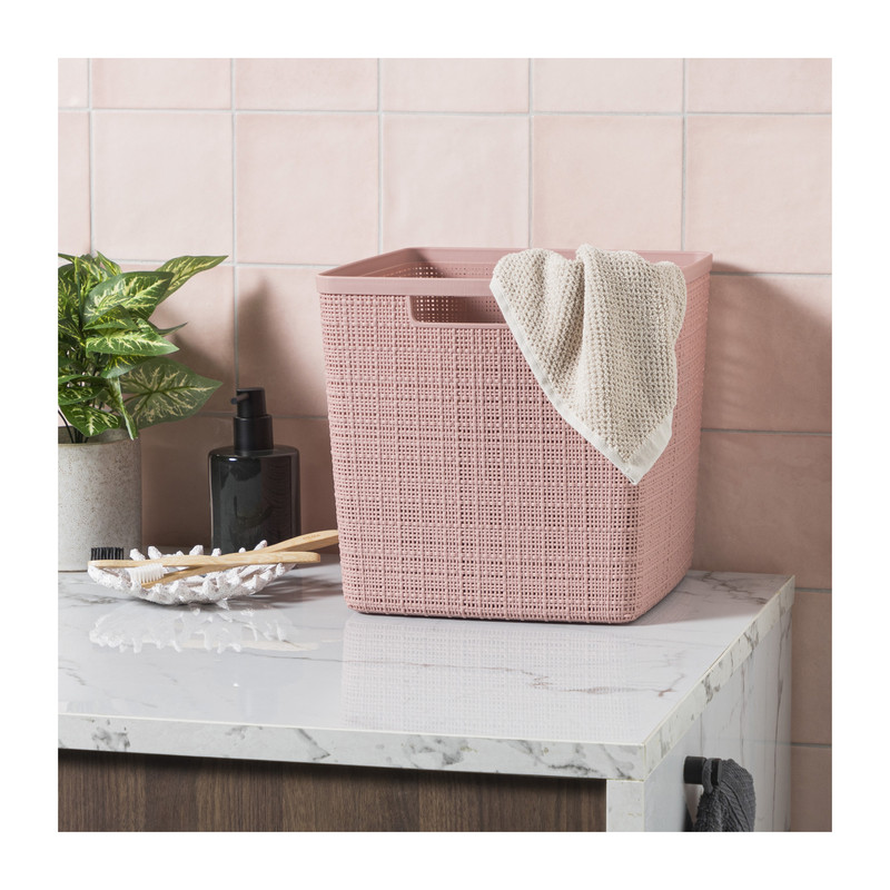 Curver jute opbergmand cube - 17 liter - roze