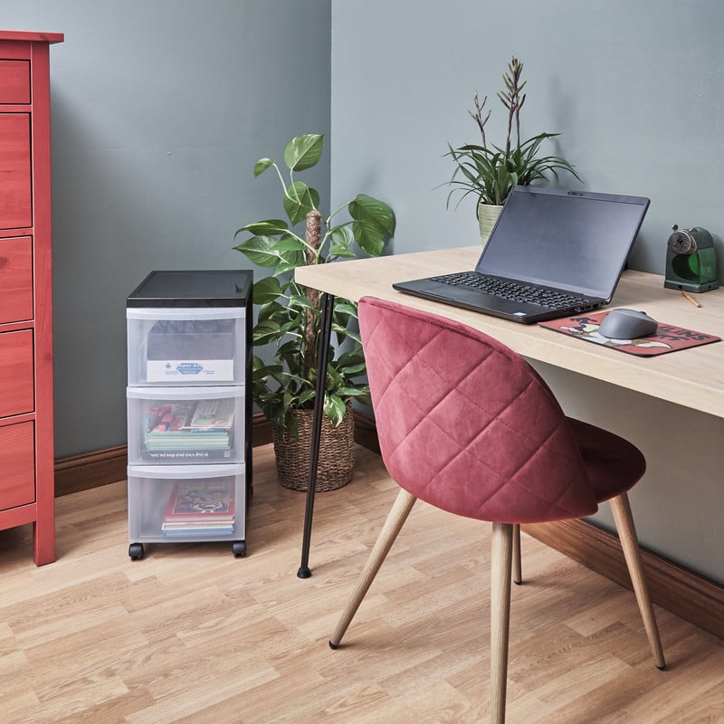 Iris ladesysteem met wieltjes - 3 lades - zwart - 61x39x29 cm