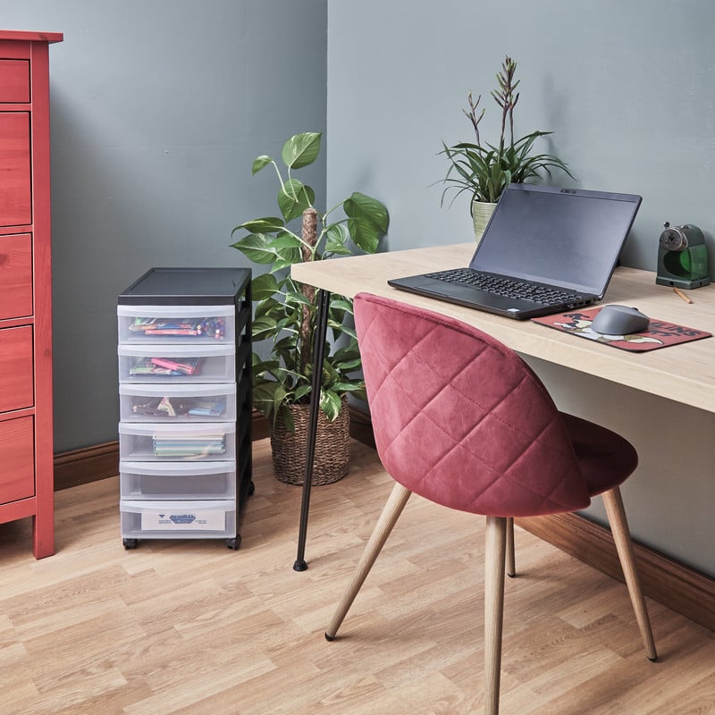 Iris ladesysteem met wieltjes - 6 lades - zwart - 62x40x29 cm