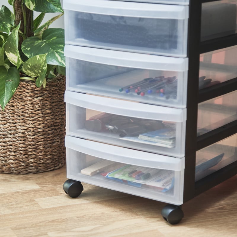 Iris ladesysteem met wieltjes - 6 lades - zwart - 62x40x29 cm