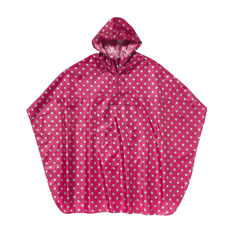 Travel poncho dots - fuchsia