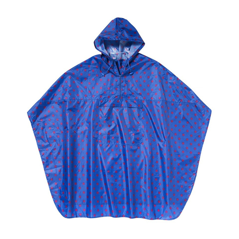 Travel poncho dots - blauw oud