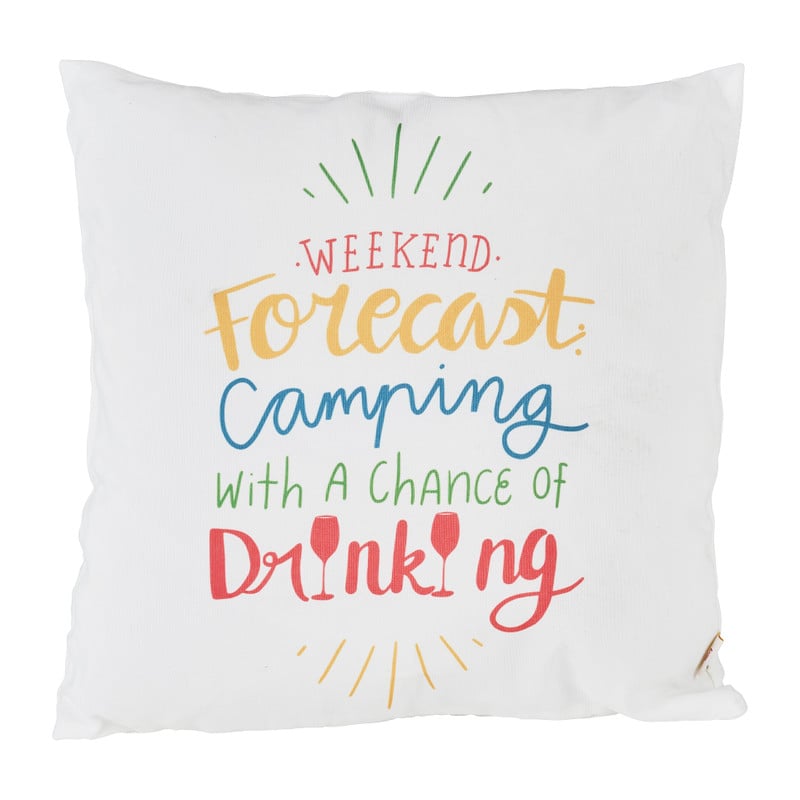 Sierkussen - camping forecast - wit - 40x40 cm
