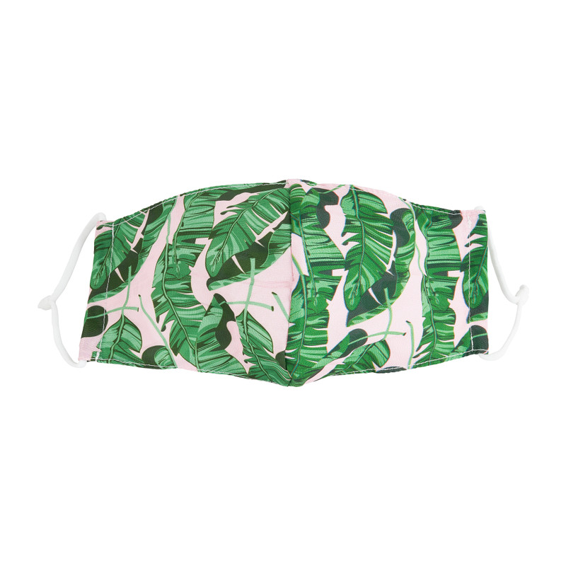 Mondkapje print leaves - roze