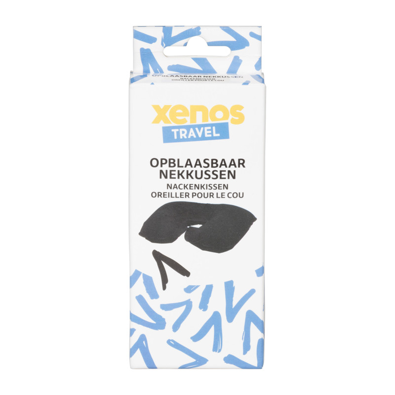 Opblaasbare nekkussen - zwart - 38x33x12 cm