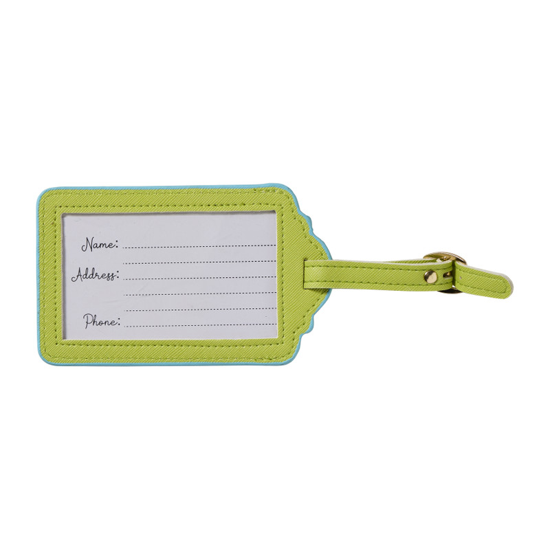 Bagagelabel - groen/blauw/geel - 12.7x7.6 cm