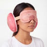 2-in-1 reiskussen capibara met oogmasker - roze/rood