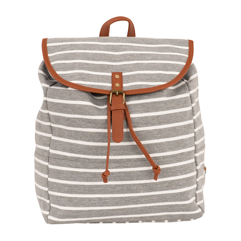 Rugzak gestreept horizontaal breed - grijs/wit