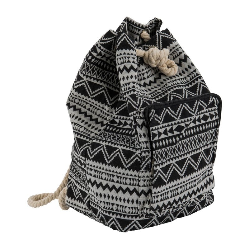 Rugzak canvas met koord - zwart/wit