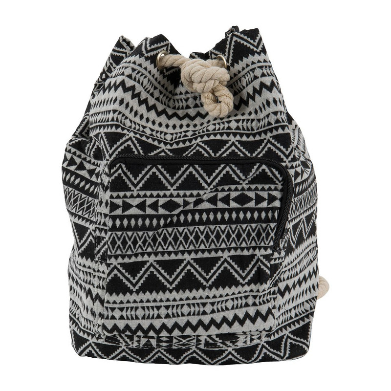 Rugzak canvas met koord - zwart/wit