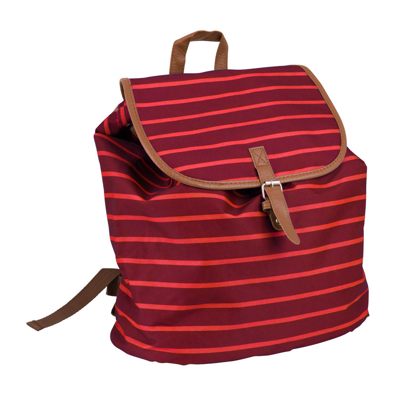 Rugzak met strepen - rood - 30x33 cm