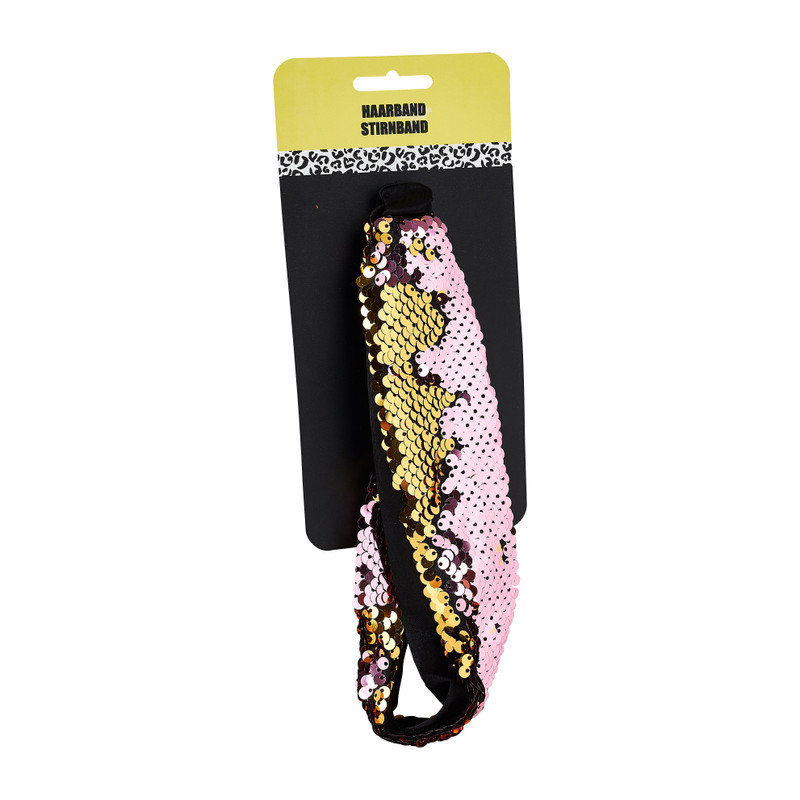 Haarband pailletten - roze/goud