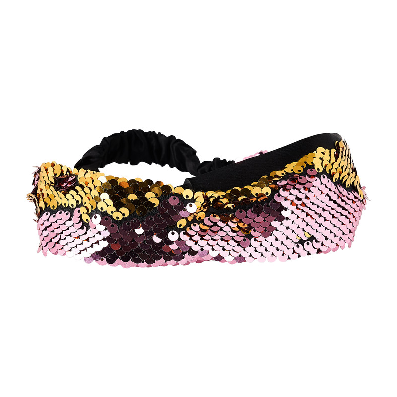 Haarband pailletten - roze/goud