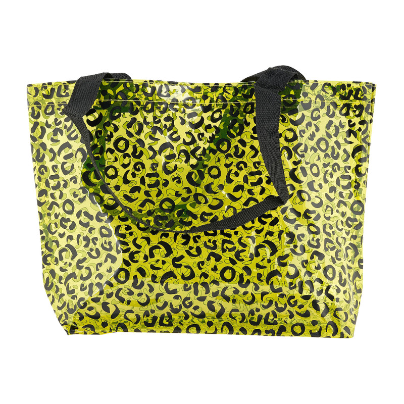 Beachbag leopard - geel - 40x28x12 cm