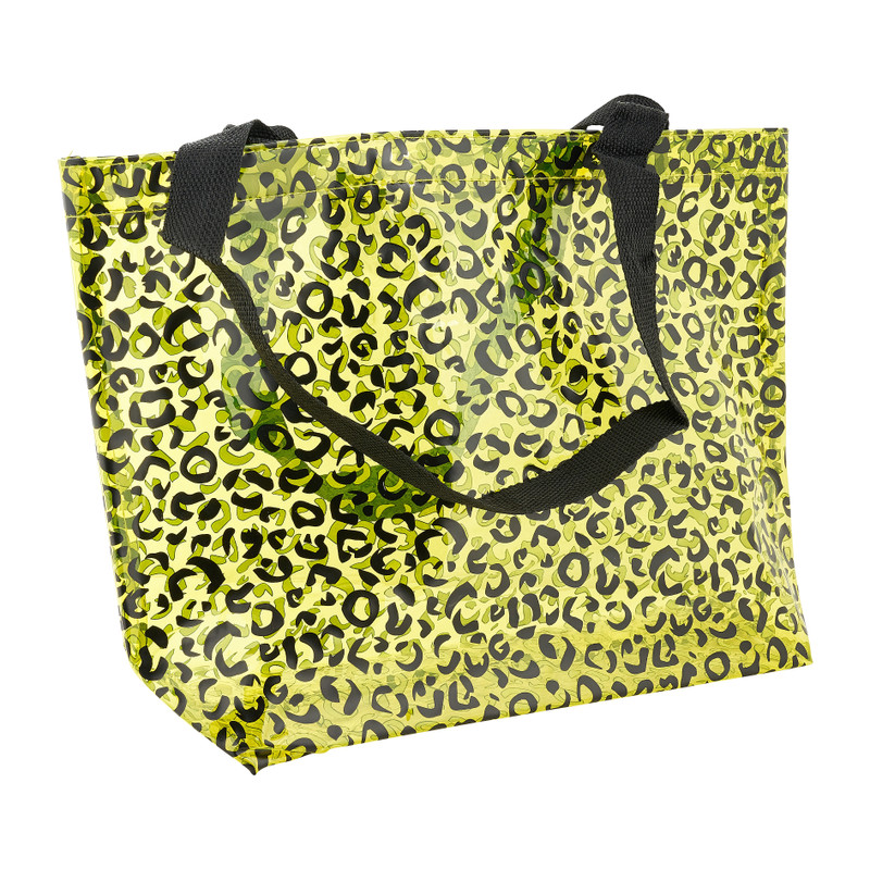 Beachbag leopard - geel - 40x28x12 cm