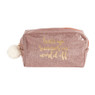 Toilettas glitter - roze - 18x10 cm