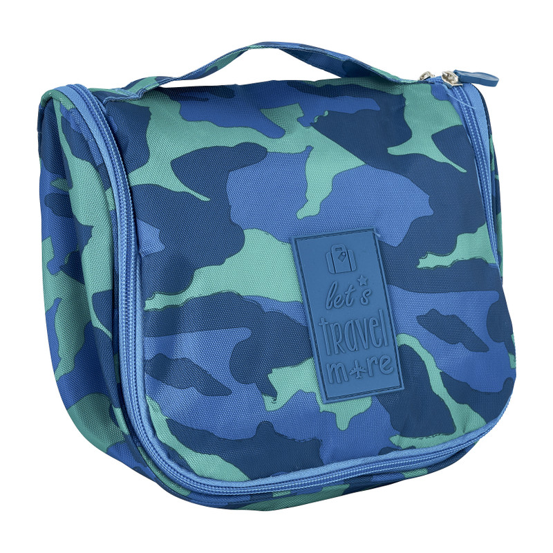 Toilettas met haak - blauw - 20x20x6 cm 