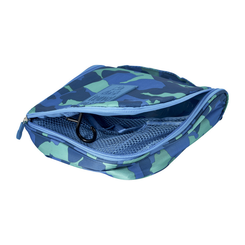 Toilettas met haak - blauw - 20x20x6 cm 