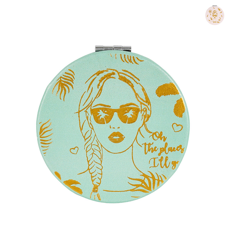 Spiegeltje - roze/groen - diverse varianten - 7 cm