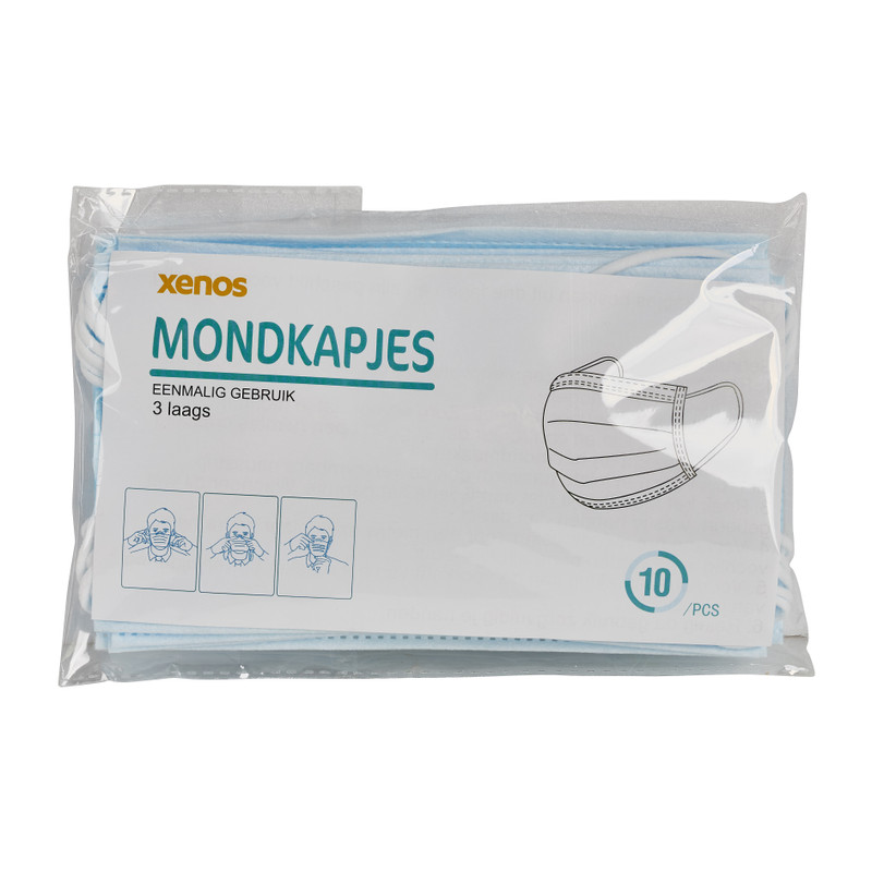 Wegwerp mondkapje 10 stuks - blauw