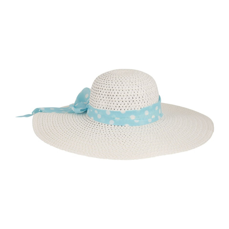 Dameshoed Kenia strik stip blauw/wit