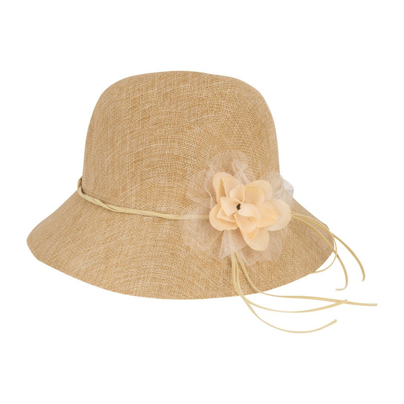 Hoedje rond met deco beige