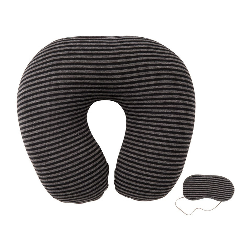 Nekkussen + oogmasker - zwart/grijs