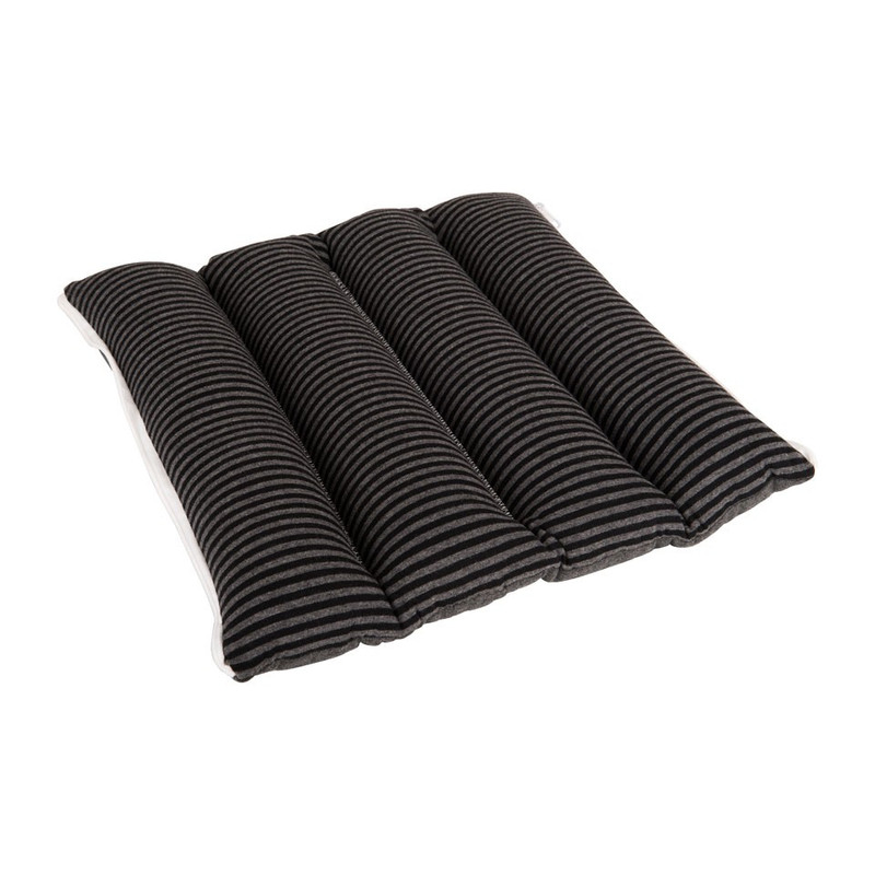 Kussen geribbeld - zwart/grijs - 33x33 cm