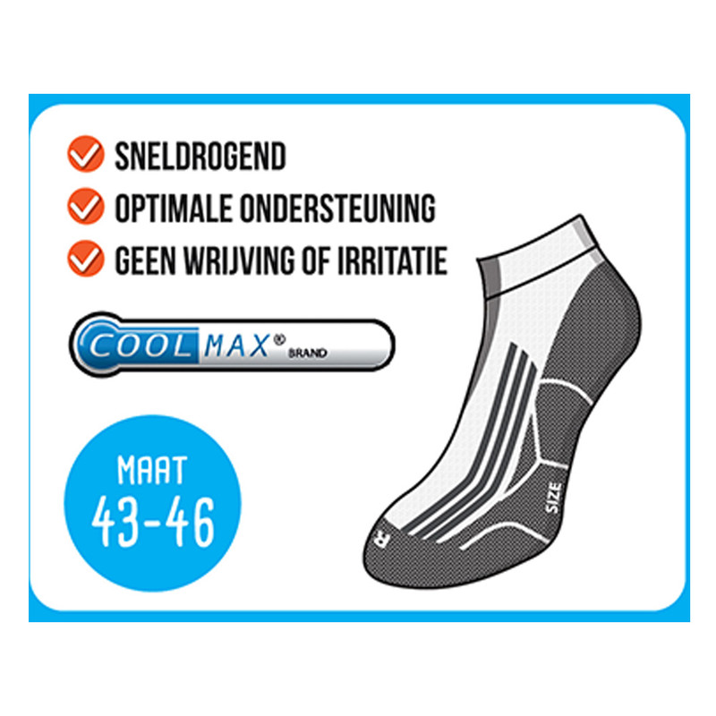 Coolmax sportsokken - 43-46 - blauw - 3 paar